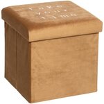 Pouf pliable velours Slow MDF_E1, polyester et mousse PU - Moutarde caramel