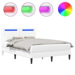vidaXL Cadre de lit avec bandes LED Blanc 140 x 200 cm Simili cuir