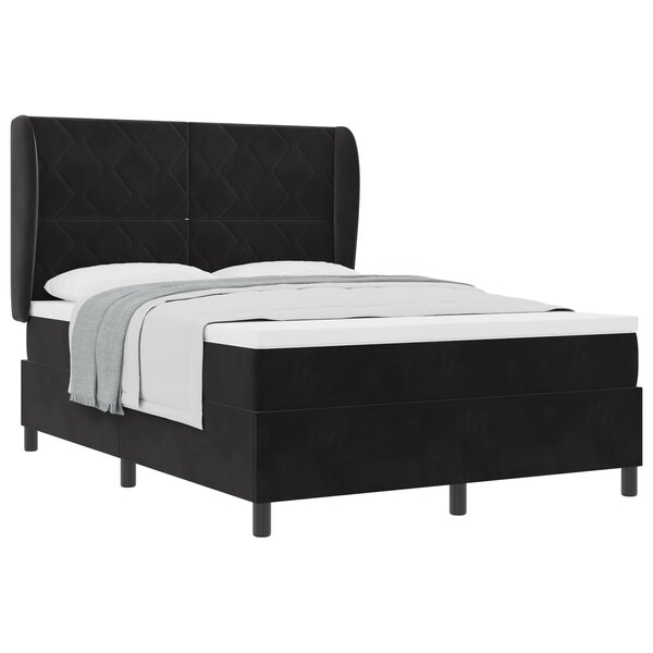 Lit à ressorts vidaXL avec matelas Noir 140x190 cm Velours