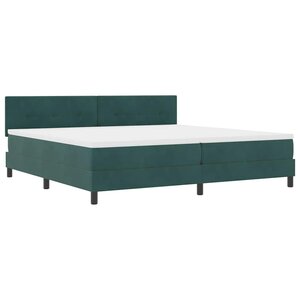 vidaXL Lit à ressorts avec matelas Vert foncé 200 x 200 cm tissu