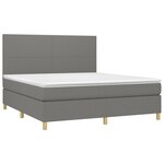 vidaXL Sommier à lattes de lit avec matelas Gris foncé 180x200cm Tissu