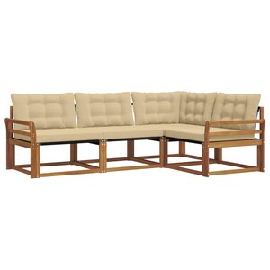 vidaXL Ensemble de canapés d'extérieur 4 Pièces Naturel et Beige