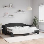 vidaXL Lit de jour avec lit gigogne noir 80x200 cm tissu
