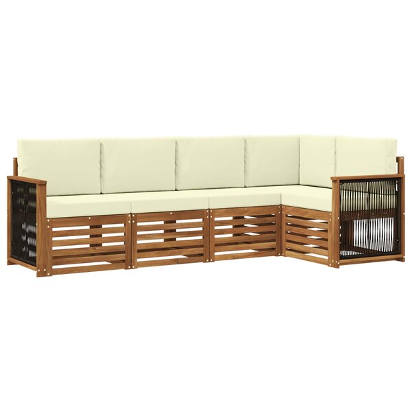 vidaXL Ensemble de canapé d'angle avec coussin 4 Pièces Naturel et Crème