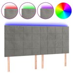 vidaXL Tête de lit à LED Gris clair 160x5x118/128 cm Velours