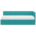vidaXL Cadre de lit d'angle avec matelas Turquoise 80 x 200 cm Velours