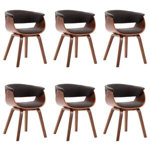 vidaXL Chaises à manger lot de 6 gris bois courbé et tissu