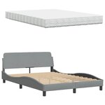 vidaXL Lit avec matelas Hanko gris clair 140x190 cm tissu