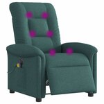 vidaXL Fauteuil de massage inclinable électrique Vert foncé Tissu