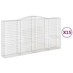 vidaXL Paniers à gabions arqués 15 Pièces 400x50x200/220 cm Fer galvanisé