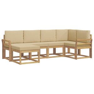 vidaXL Ensemble de canapés d'extérieur 6 pc Blanc et Beige Polyester