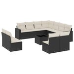 vidaXL Salon de jardin 12 Pièces avec coussins noir résine tressée