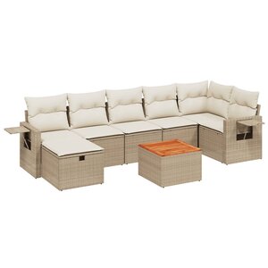 vidaXL Salon de jardin avec coussins 8 Pièces beige résine tressée