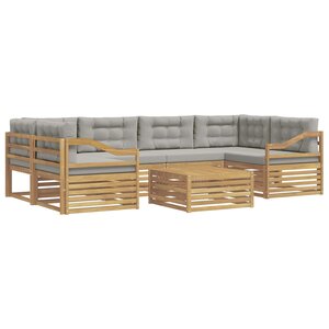 vidaXL Ensemble de canapés d'extérieur 7 Pièces Blanc et gris clair