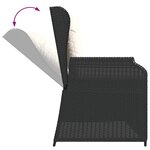 vidaXL Banc inclinable de jardin avec coussins noir résine tressée