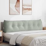 vidaXL Coussin de Dos Gris clair 180 x 24 x 50 cm Velours