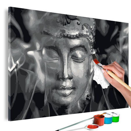 Tableau à peindre par soi-même - buddha in black and white l x h en cm 60x40