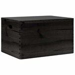 vidaXL Boîte en bois avec couvercle et poignées noir bois pin massif