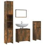 vidaXL Ensemble de meubles de salle de bain 4 Pièces Chêne fumé Bois