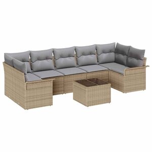 vidaXL Ensemble de canapé de jardin 8 Pièces Beige et gris polyrotin