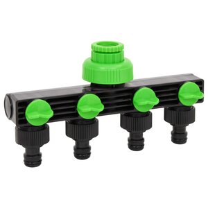 vidaXL Adaptateur de robinet à 4 voies vert/noir 19 5x6x11 cm ABS & PP