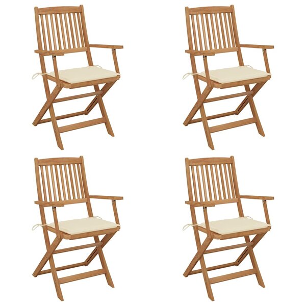 vidaXL Chaises pliables de jardin lot de 4 avec coussins Bois d'acacia