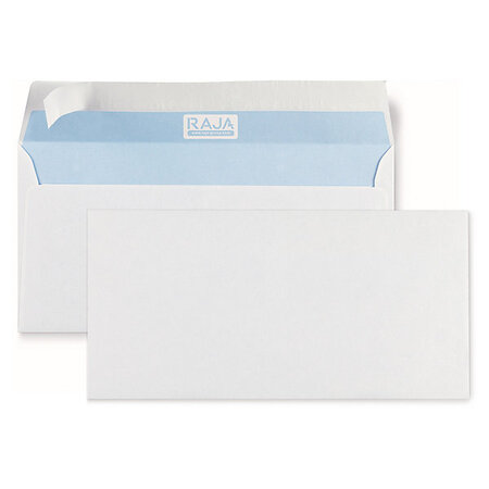 Lot de 500: enveloppe commerciale fsc vélin extra-blanc auto-adhésive sans fenêtre 80 g/m² raja 110x220 mm