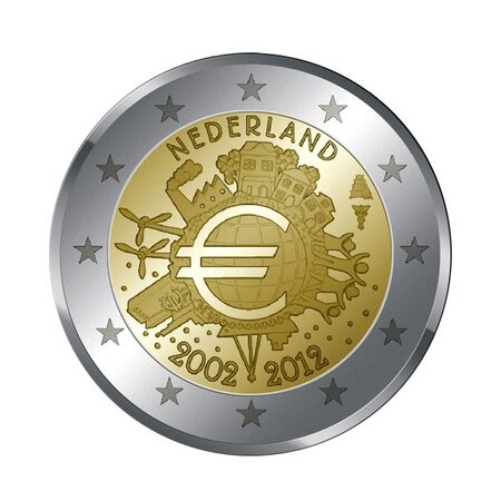 Pièce de monnaie 2 euro commémorative Pays-Bas 2012 – 10 ans de l’euro fiduciaire