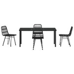 vidaXL Ensemble de salle à manger pour jardin 5 Pièces Noir Poly rotin