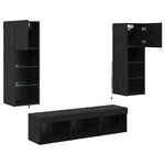 vidaXL Meubles TV muraux 5 Pièces Chêne noir Bois d'ingénierie