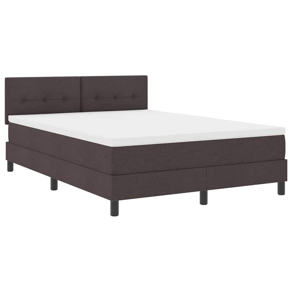 vidaXL Lit à ressorts avec matelas Marron foncé 140 x 200 cm tissu