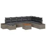 vidaXL Ensemble de canapé de jardin avec coussin 9 Pièces Gris Poly rotin