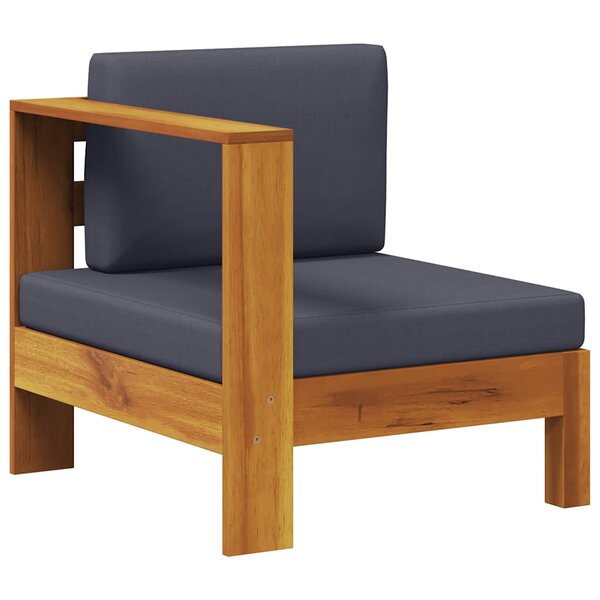 vidaXL Canapé central avec 1 accoudoir Gris foncé Acacia solide