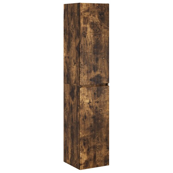 vidaXL Cabinet de Salle de Bain Mural Chêne fumé 33 x 34 5 x 160 cm