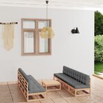vidaXL Salon de jardin 9 Pièces avec coussins Bois de pin massif
