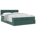 vidaXL Cadre de lit ottoman avec matelas vert foncé 140x200 cm velours