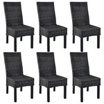 vidaXL Chaises à manger lot de 6 noir rotin Kubu et bois de manguier