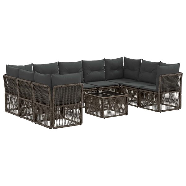 vidaXL Ensemble de canapé de jardin 10 Pièces Gris polyrotin