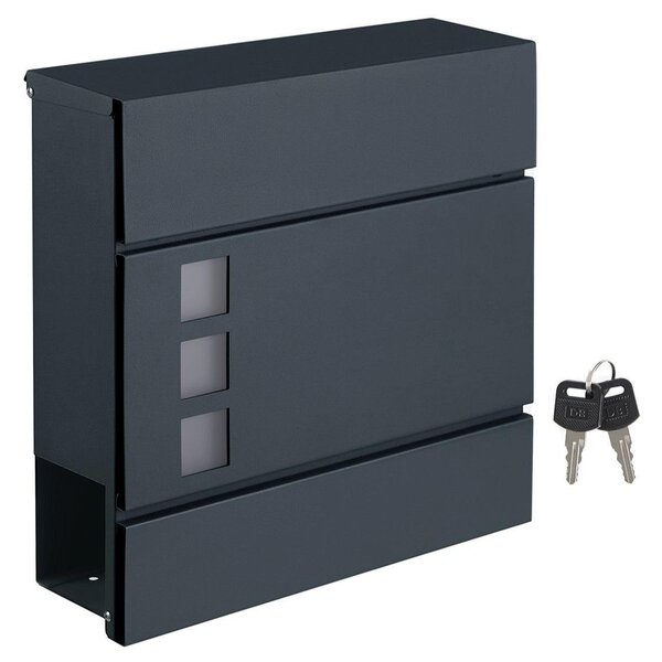 Boîte aux lettres moderne avec porte-journaux couvercle verrouillable facile à installer gris anthracite