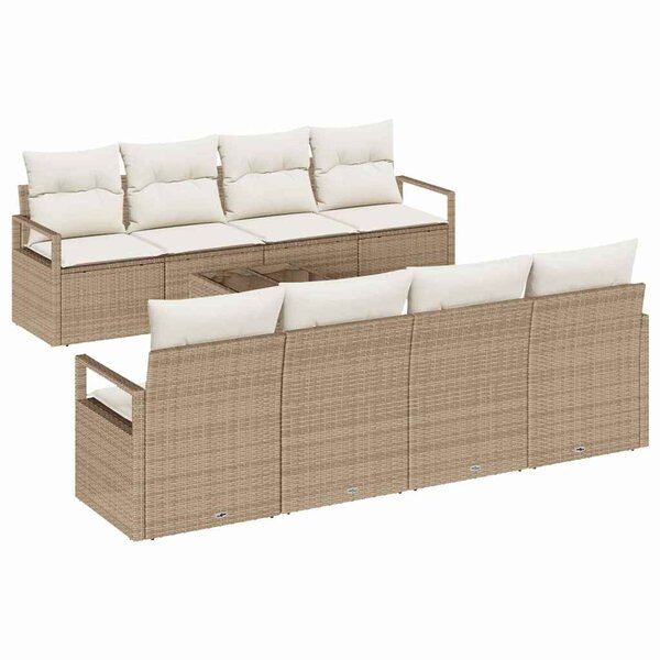 vidaXL Ensemble de canapé de jardin 9 Pièces Beige  Crème 55 x 55 x 37 cm
