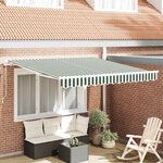 vidaXL Auvent Rayé Vert et blanc 3 x 2 5 m Polyester et métal