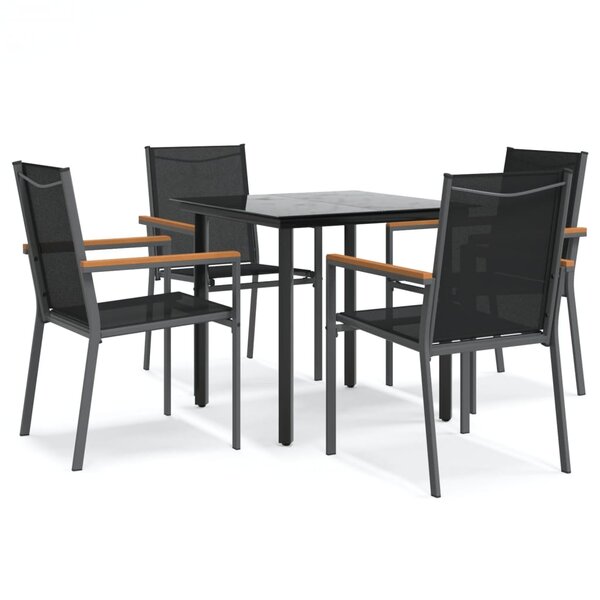 vidaXL Ensemble à manger de jardin 5 Pièces noir textilène et acier