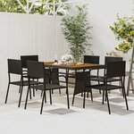 vidaXL Mobilier à dîner d'extérieur 7 Pièces Résine tressée Noir