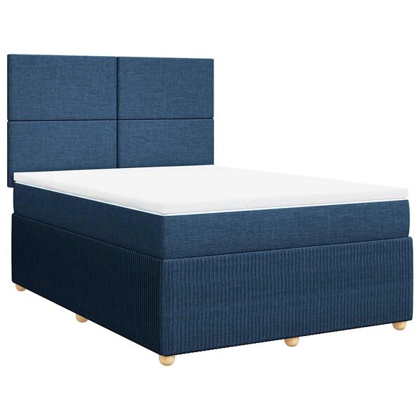vidaXL Sommier à lattes de lit avec matelas Bleu 160x200 cm Tissu