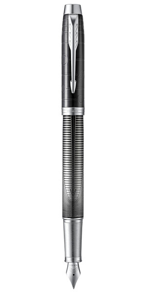 PARKER IM stylo plume, "Metallic Pursuit", plume fine, attributs chromés