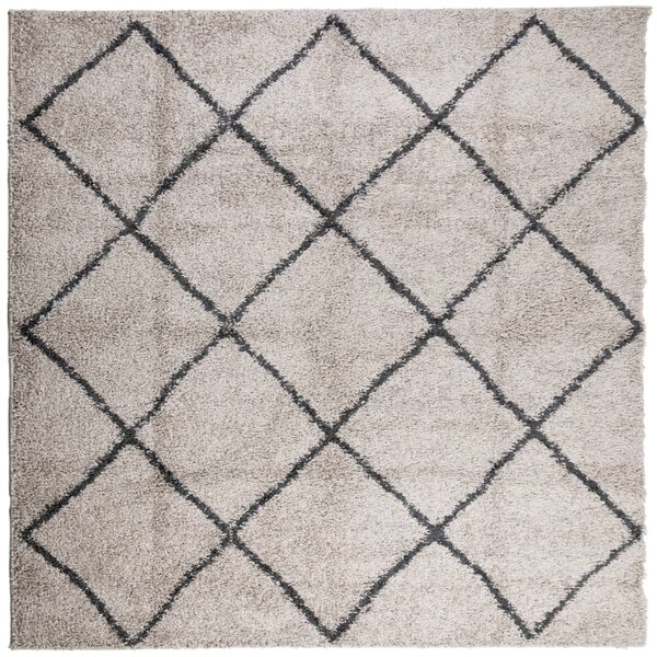 vidaXL Tapis shaggy à poils longs moderne beige anthracite 240x240 cm