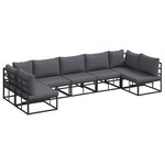 vidaXL Ensemble de canapé de jardin 7 pc Noir Aluminium