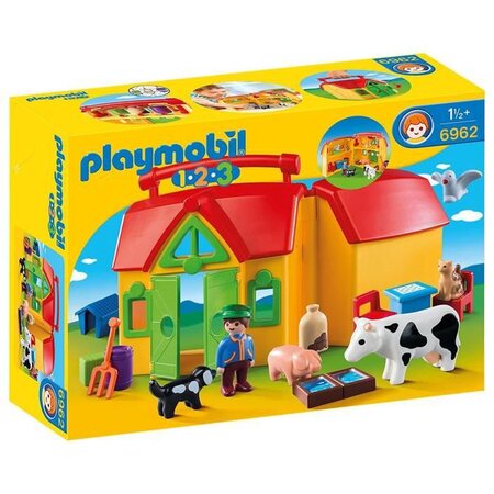 Playmobil 6962 - playmobil 1.2.3 - ferme transportable avec animaux