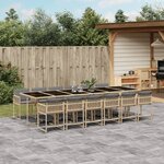 vidaXL Ensemble à manger de jardin coussins 13 Pièces mélange beige rotin
