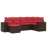 vidaXL Salon de jardin 6 Pièces avec coussins marron résine tressée